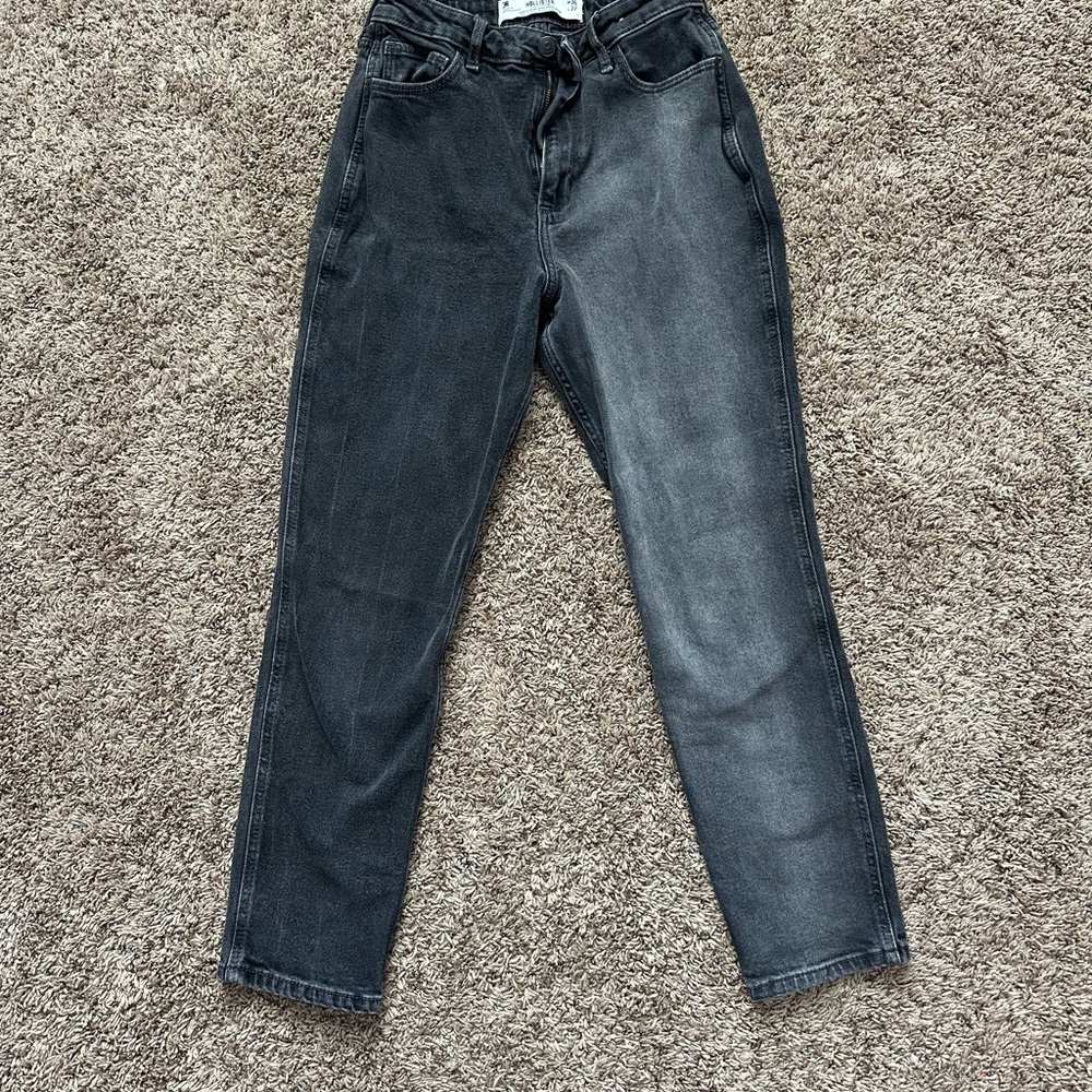 Hollister Black and Gray Straight Leg Jeans with Comfort Stretch